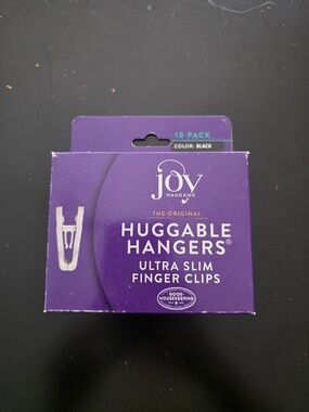 10 Pack of Joy Mangano Huggable Hangers Ultra Slim Finger Clips in Black